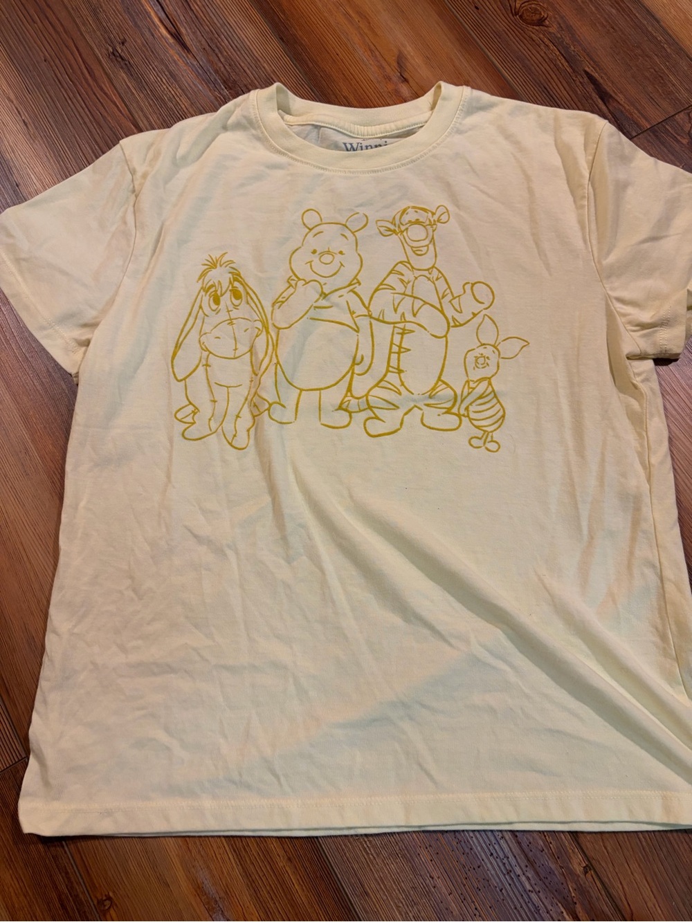 Disney Cream Short Sleeve Tee with Winnie the Pooh Line Art